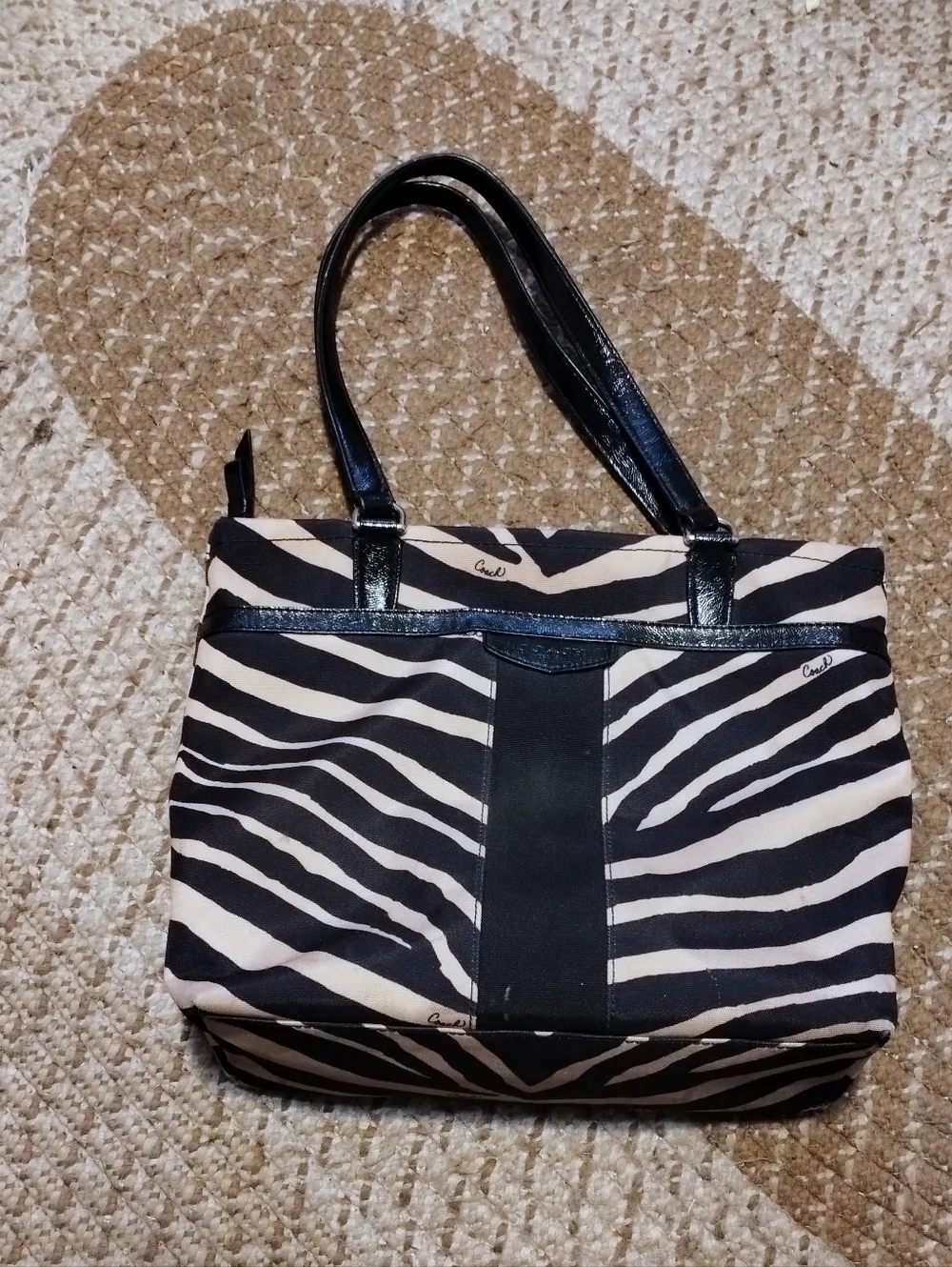 COACH Signature zebra print tote VINTAGE - Picture 3 of 9